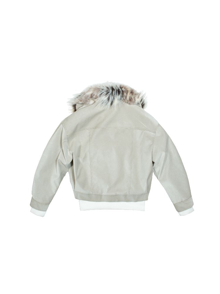 Fake Two Piece Pu Leather Jacket【s0000011252】