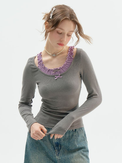 Ballet Style Knitted Bottom Shirt【s0000011508】