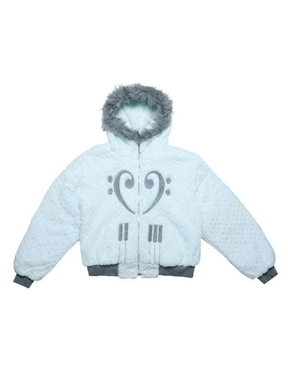 Mint Green Cotton Star Plush Hooded Jacket【s0000014693】