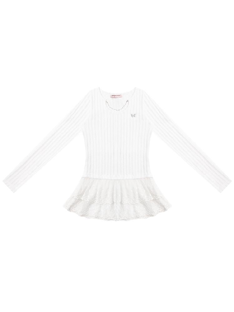 White Knit Bottom Shirt【s0000011495】