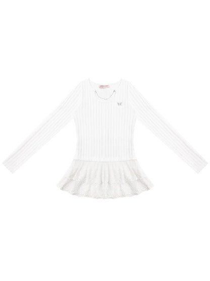 White Knit Bottom Shirt【s0000011495】