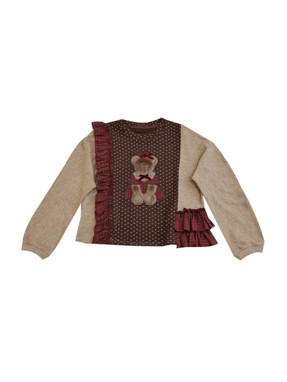 Embroidered lace-trim knit sweater【s0000014173】