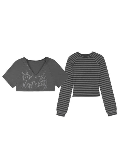 Two-Piece Suit Hooded T-Shirt【s0000014367】