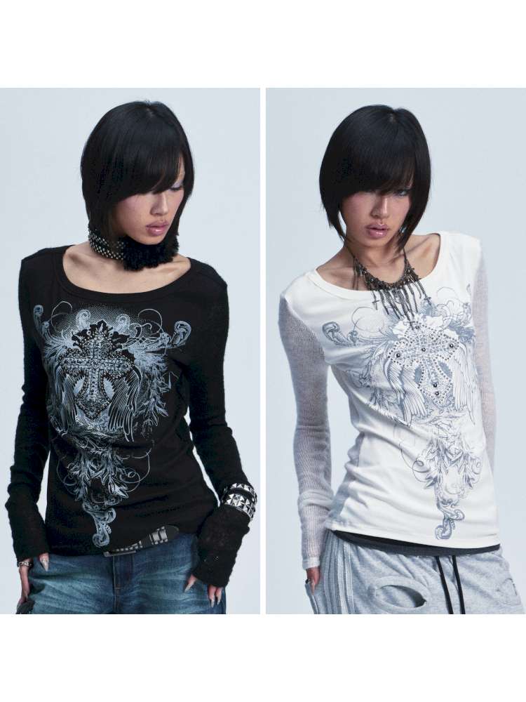 Two Tone Stretch Cross Rivet Top【s0000015010】