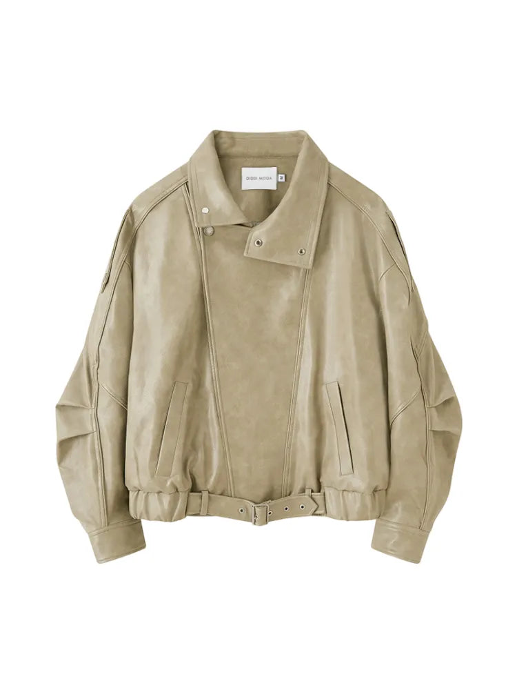 Oversized Short-Length Leather Jacket【s0000014053】