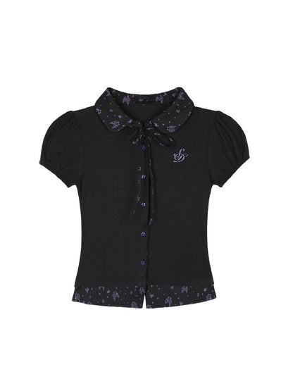 Faux Two-Piece Dark Angel Puff Sleeve T-Shirt【s0000017864】