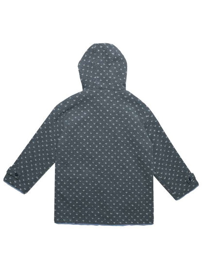 Old-fashioned Gray Horn Buckle Hooded Jacket【s0000014699】