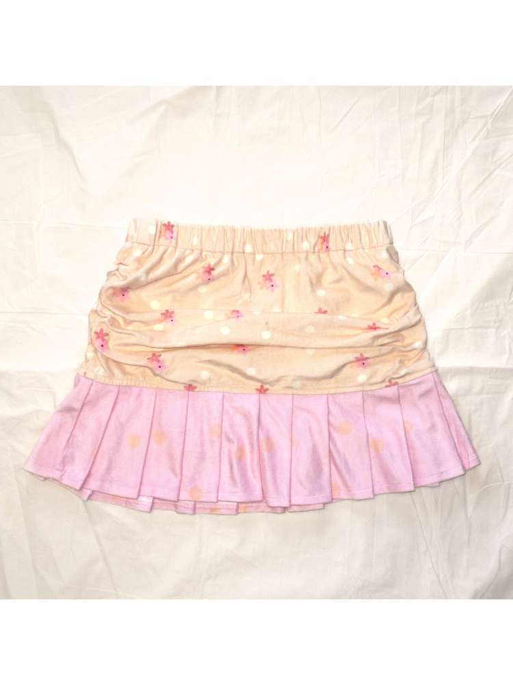 Orange Pink Pleated Plush Skirt【s0000015396】