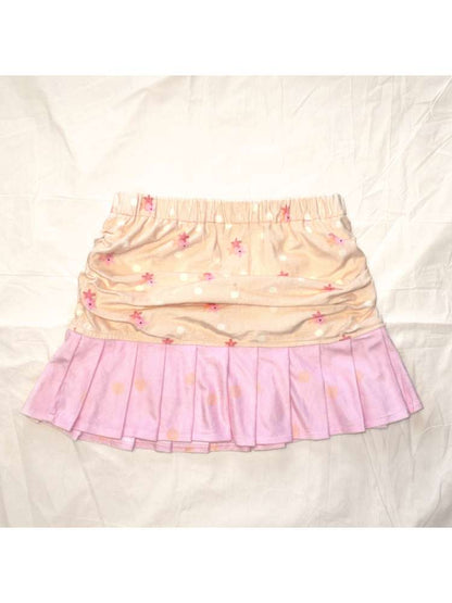 Orange Pink Pleated Plush Skirt【s0000015396】