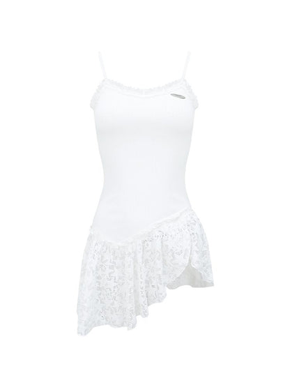 Irregular Splicing Lace Hem Tops【s0000012221】