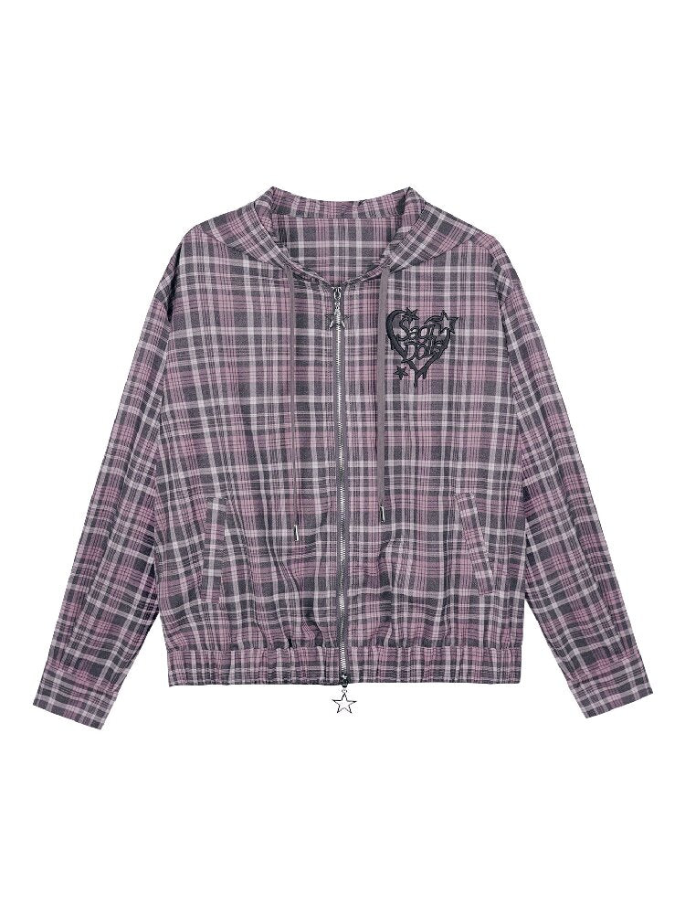Plaid Hooded Street Style Jacket【s0000015766】