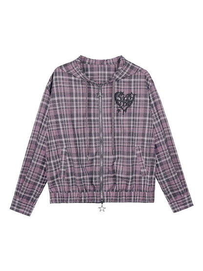 Plaid Hooded Street Style Jacket【s0000015766】
