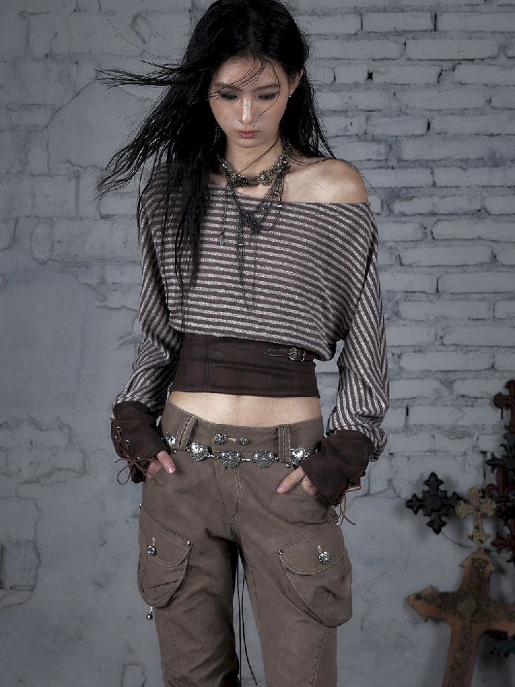 One Neck Tie Long Sleeve Short Top【s0000011832】