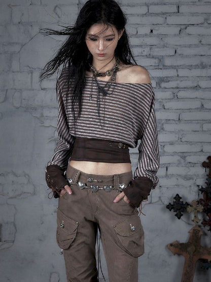 One Neck Tie Long Sleeve Short Top【s0000011832】