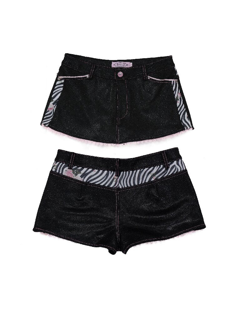 Vintage Patchwork Zebra Shorts Skirt【s0000017135】