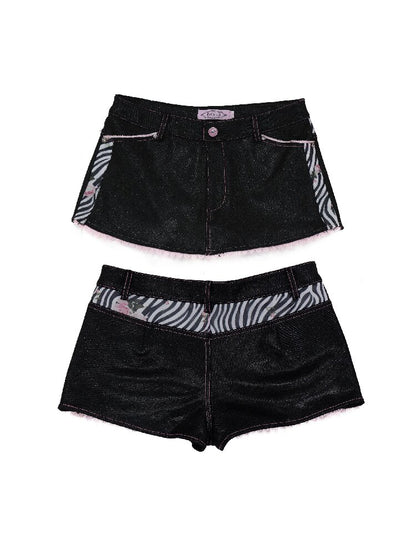 Vintage Patchwork Zebra Shorts Skirt【s0000017135】