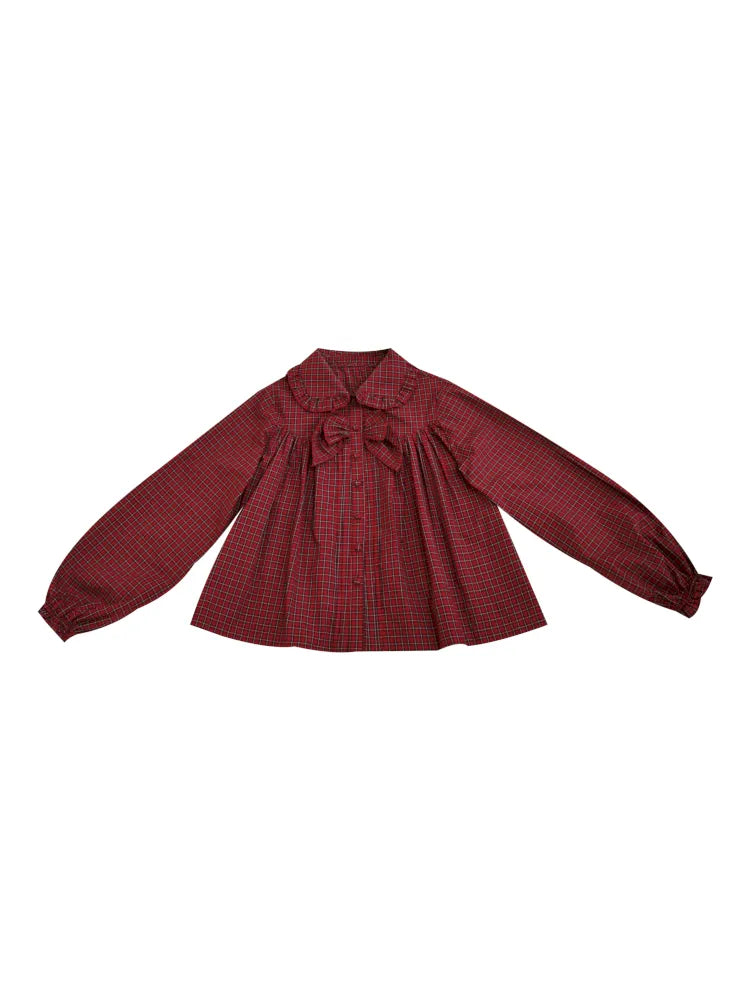 Bow-tie ruffled oversized shirt【s0000014172】