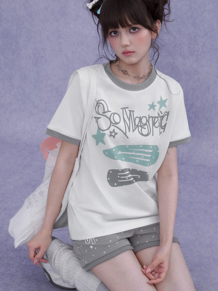 Print Crew Neck Short Sleeve T-Shirt【s0000016646】