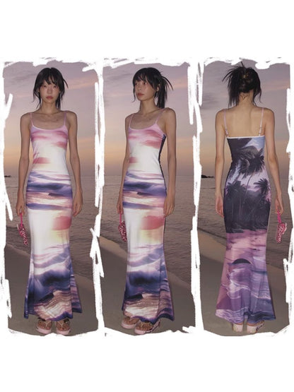 Sunset Beach Fishtail Halter Dress【s0000009610】