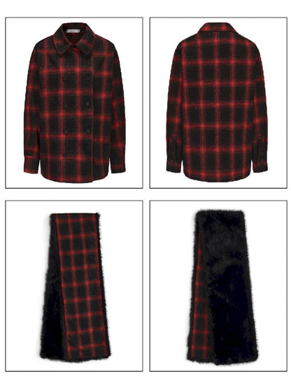 REVERSIBLE SCARF + RED PLAID SHIRT [S0000010950]