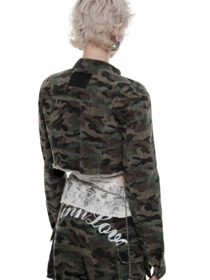 Camouflage Short biker jacket【s0000009872】