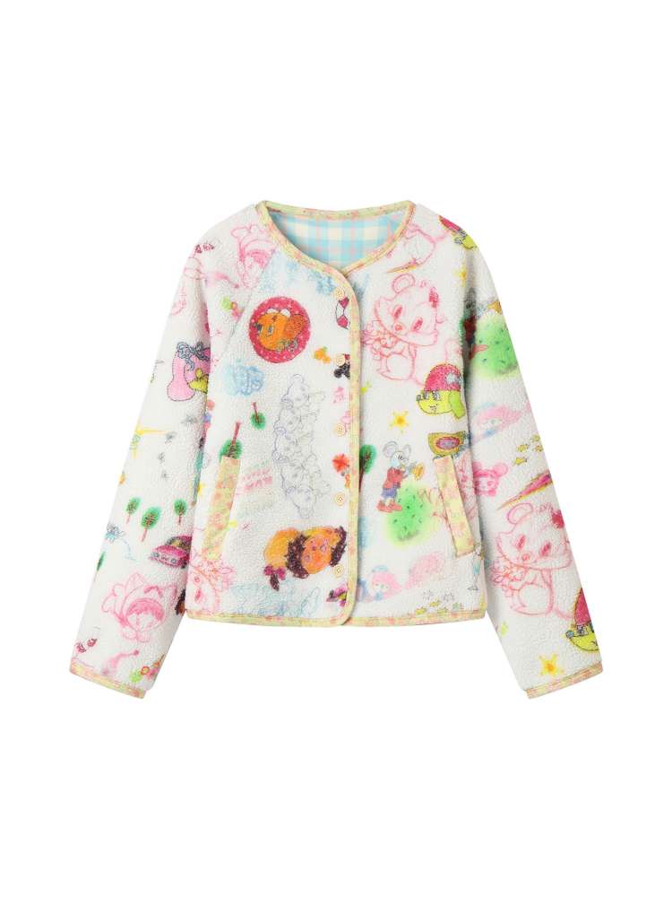 Graffiti Fleece Button Cardigan【s0000015369】