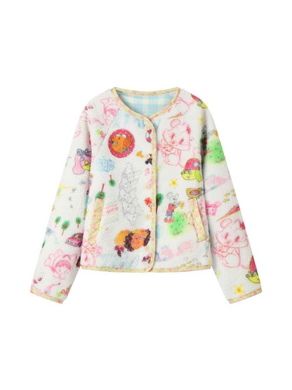 Graffiti Fleece Button Cardigan【s0000015369】