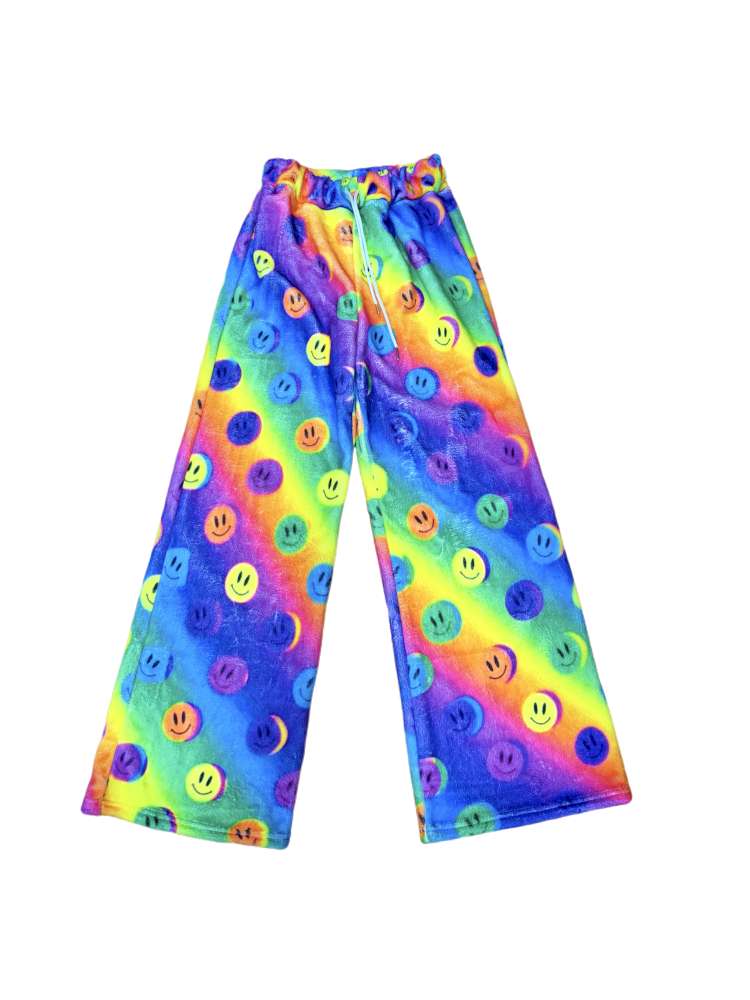 Y2K Niche Color Smiley Face Fleece Slacks【s0000014635】