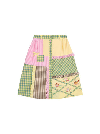 Jacket & Patchwork Half Skirt Set【s0000013703】