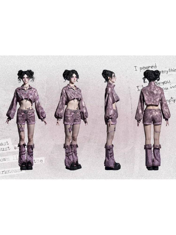 Embroidered Rivet Girl Punk Style Niche Short Denim Jacket【s0000014029】