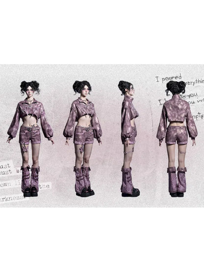 Embroidered Rivet Girl Punk Style Niche Short Denim Jacket【s0000014029】