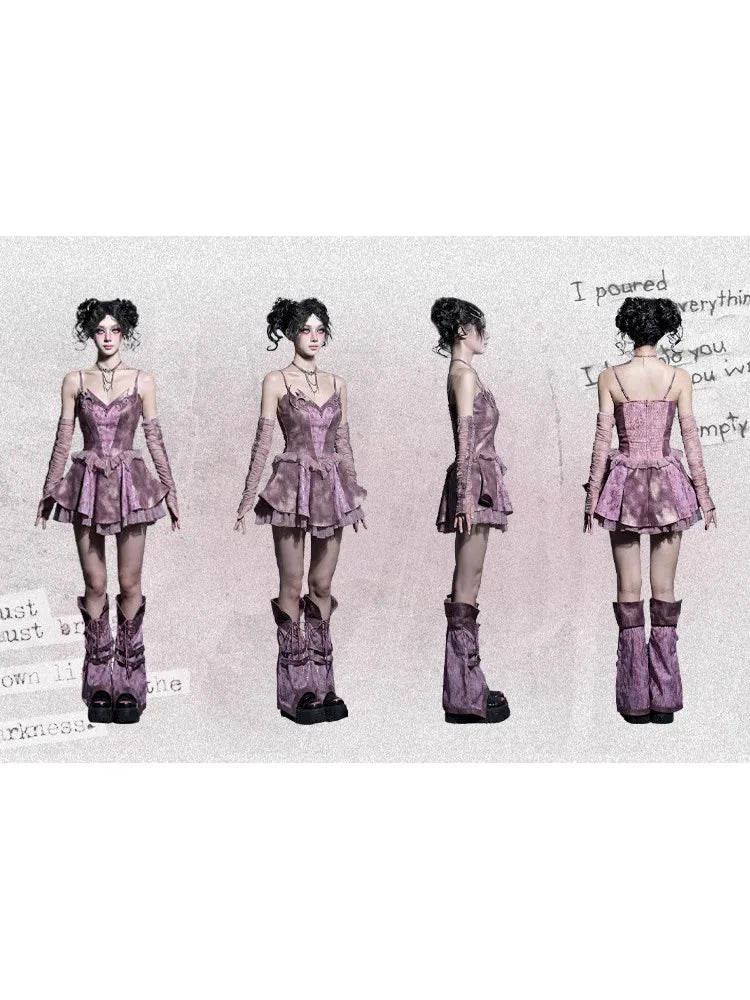 Embroidered Sequins Denim Girl Punk Style Slip Dress【s0000014023】