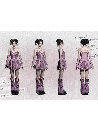 Embroidered Sequins Denim Girl Punk Style Slip Dress【s0000014023】