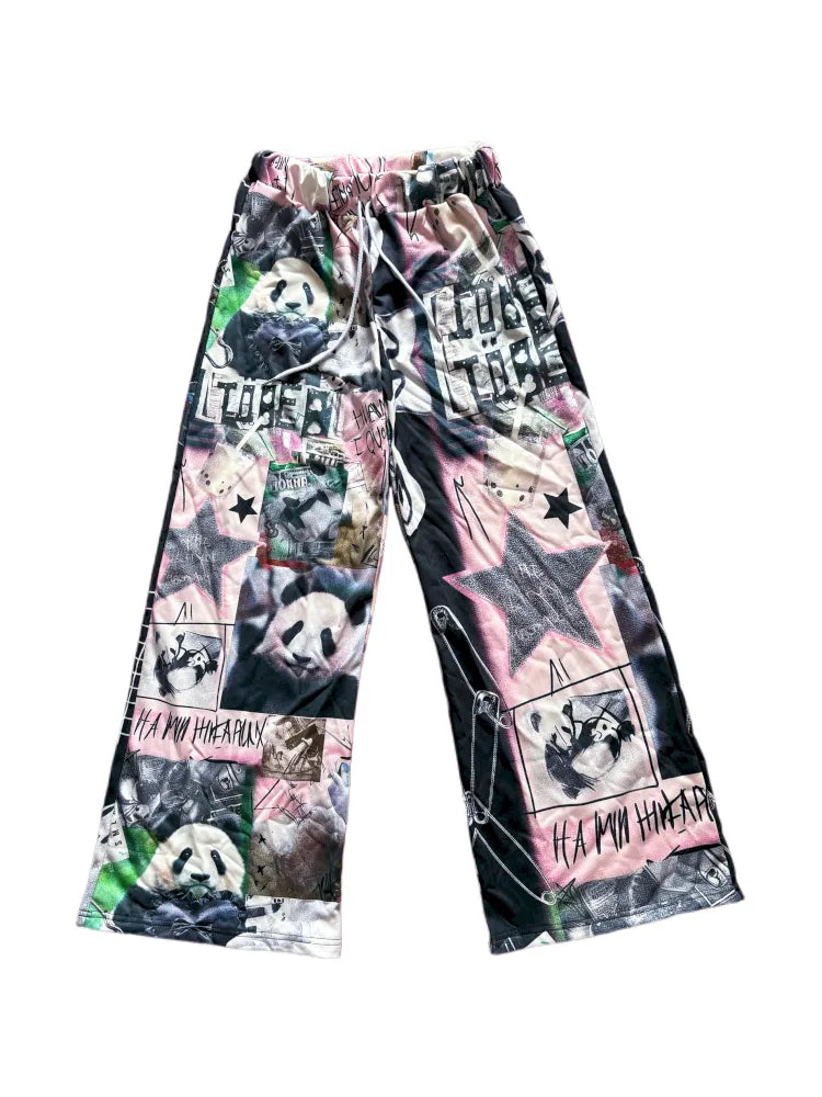 Panda Relaxed-Fit Wide-Leg Pants【s0000013976】