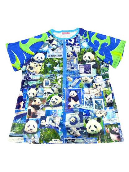 Blue Patchwork Loose Crew Neck T Shirt【s0000017711】