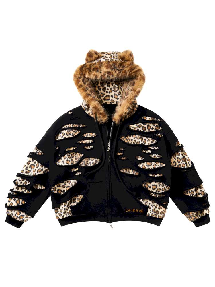 Leopard Print Rip Double Sweatshirt【s0000014646】