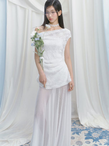 Tansparent a-line tulle dress【s0000012149】
