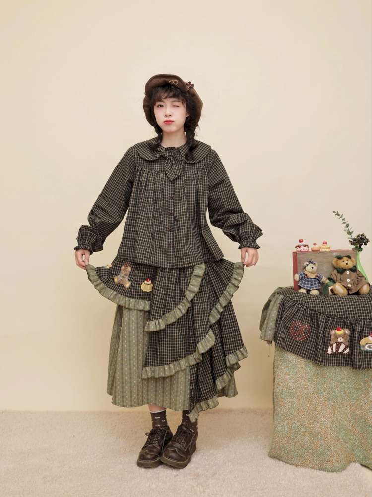 Vintage Girl Dark Green Plaid Cake Skirt【s0000014844】 – SCULTURE