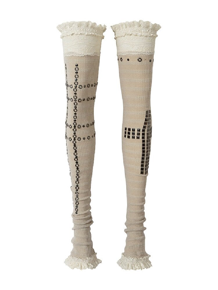 Lace Rhinestone Knit Leg Covers【s0000019164】
