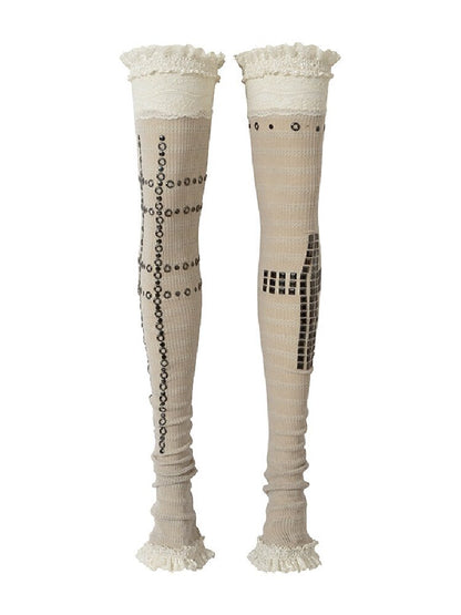 Lace Rhinestone Knit Leg Covers【s0000019164】