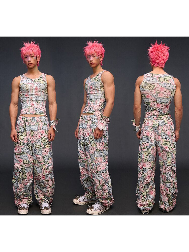 Money Print Multi Pocket Wide Pants【s0000017033】