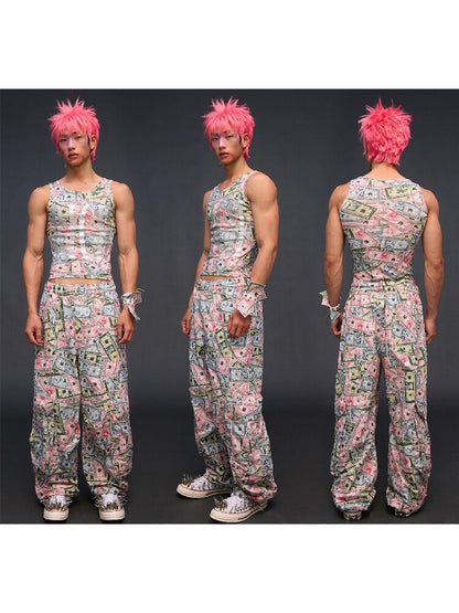 Money Print Multi Pocket Wide Pants【s0000017033】