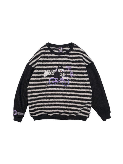 Striped Plush Colorblock Sweatshirt【s0000011560】