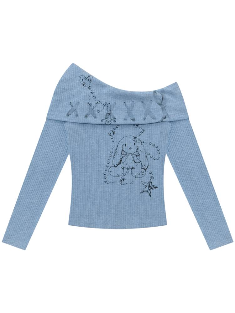 Off-the-Shoulder Long Sleeve T-Shirt【s0000014359】
