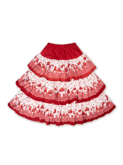 Multi-Layer Printed Red Checkered Cake Skirt【s0000013937】