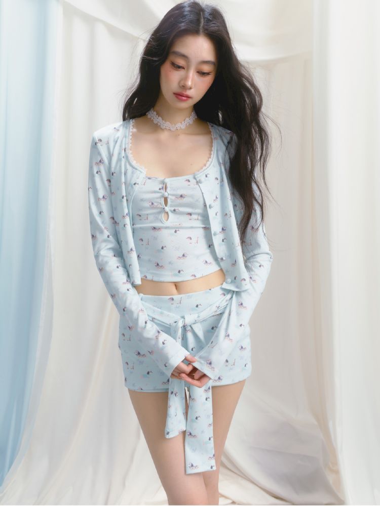 Printed Top Jacket Three Piece Set【s0000012159】