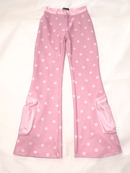 Pink Polka Dot Flared Sweatpants【s0000015401】