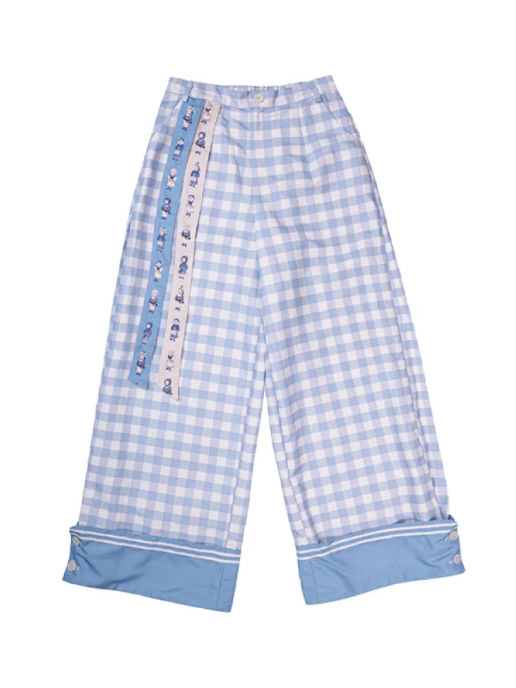 Checkered Wide-Leg Trousers【s0000014158】