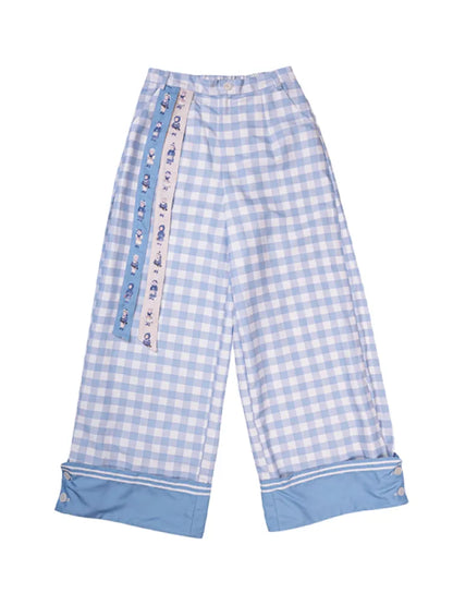 Checkered Wide-Leg Trousers【s0000014158】