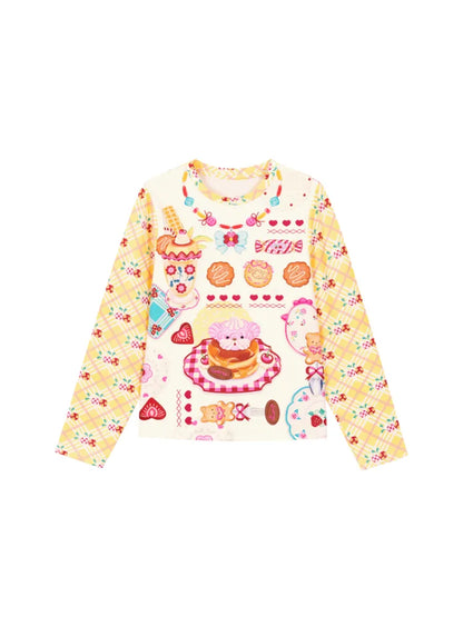 Sweet Print Yellow Checkered Contrast Base Layer【s0000014159】